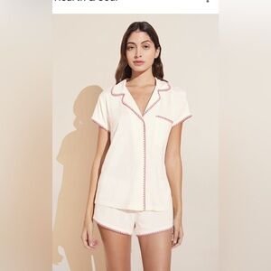 Eberjey Frida Short PJ Set Ivory Whip Stitch size XL